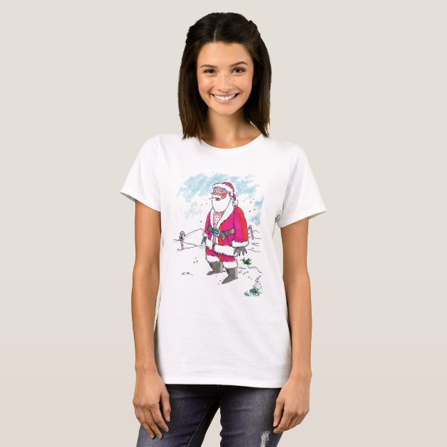 Não Ho-Ho-Ho mulheres camiseta branca (Frente Completa)