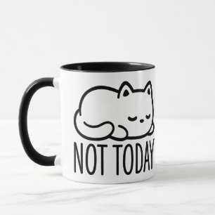 "NÃO HOJE" Caneca Gato Sonolento Minimalista