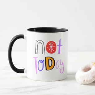 Não Hoje - Caneca Preta com Citação Divertida e Jo