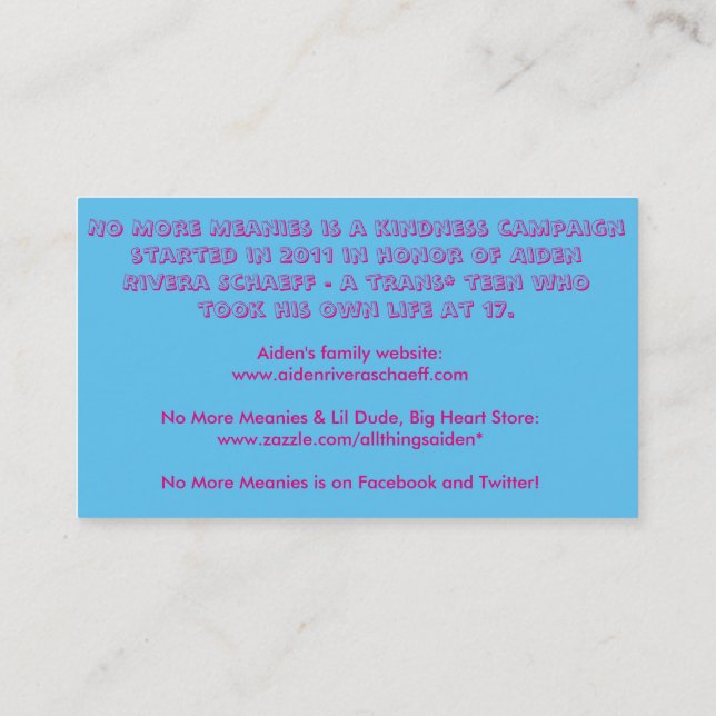 Não mais cartões dos Meanies (transgender) (Verso)