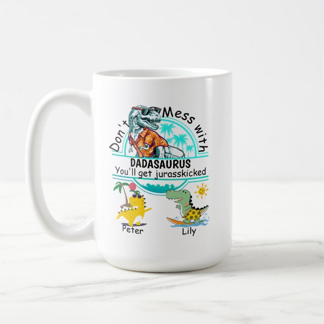 Não mexa com a caneca de café de verão do Dadasaur (Esquerda)