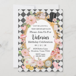 Não se atrase Convite de aniversário Rosa