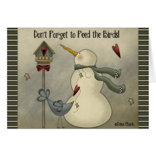 Não se esqueça de alimentar os pássaros! Cartão de (Frente Horizontal)