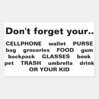 Não se esqueça de seu telefone/bolsa... adesivos d
