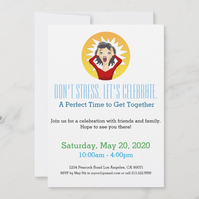 Não Stress Convite de festas de Último Minuto (Frente)