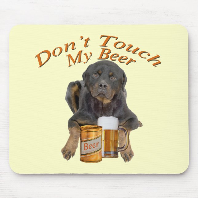 Não toque em minha cerveja Rottweiler Mousepad (Frente)