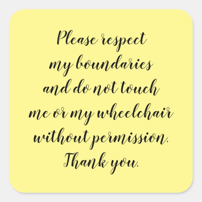 Não toque no adesivo da cadeira de rodas (Frente)