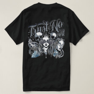 Não veja Mau, fale sem Mau" Tattoo Flash T-Shirt