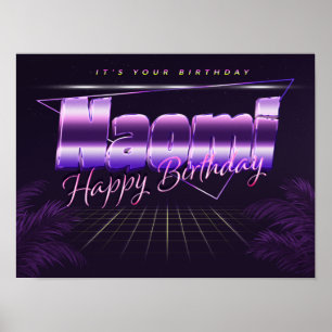 Naomi Nome Vorname lila retro Poster Geburtstag
