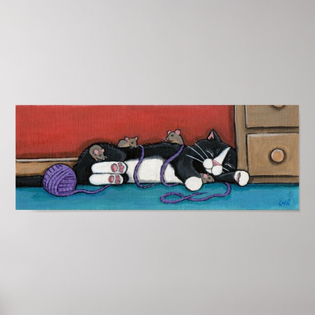 Nap de Gulliver - Impressão de Gato Whimsical (Frente)