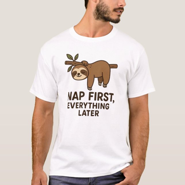 Nap First T-Shirt - Engraçada Teto Gráfico De Lama (Frente)