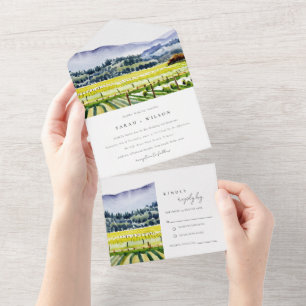 Napa Valley Watercolor Vineyard Landscape Weding