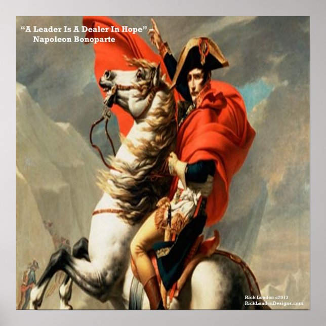 Napoleão em Cavalo e Poster de Citação Líder (Frente)