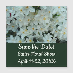 Narciso branco de papelão Salvar a Data