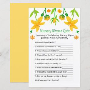 Narcissus Nursery Rhyme jogo de chá de fraldas de