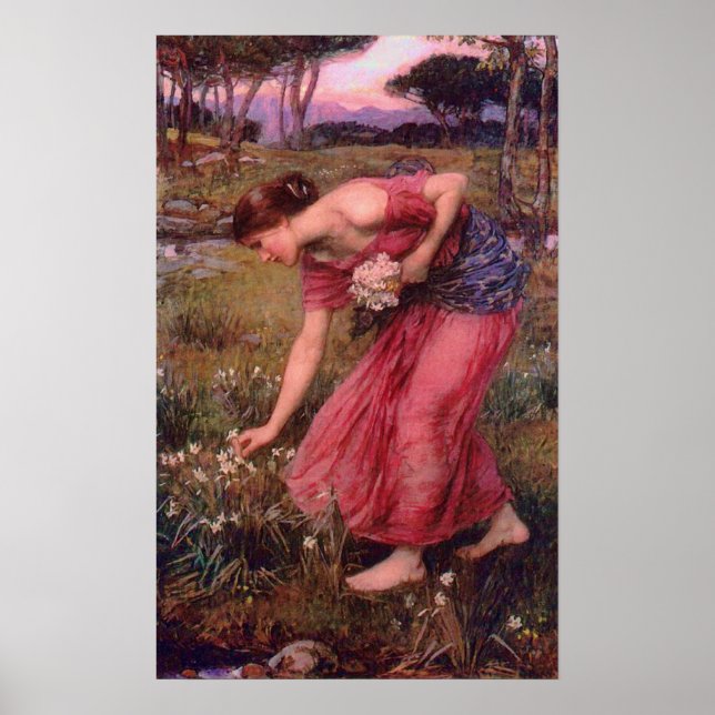 Narcissus Picking Flowers Poster (Frente)