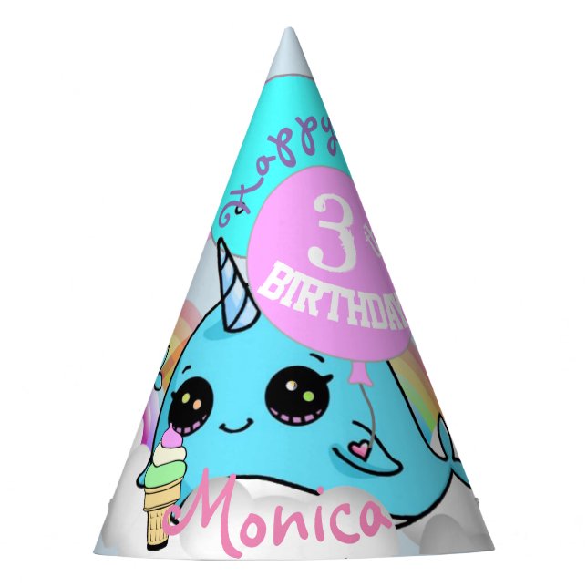 Narwhall e chapéu Persoalized do favor de partido (Frente)