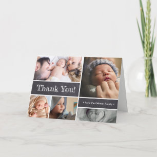 Nascença de bebê Anúncio Foto Colagem Obrigado