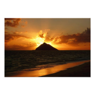 Nascer do sol de Havaí no impressão da foto da