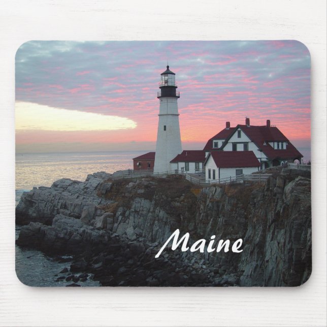 Nascer do sol Maine Mousepad do farol de Portland (Frente)