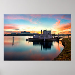 Nascer do sol sobre o poster da empresa do