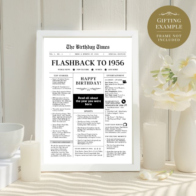 Nascer em 1956 Jornal Negro e Branco divertido (Criador carregado)