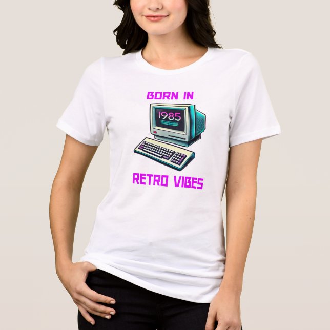 Nascer em 1985 - Computador retrô Vibes T-Shirt (Frente)