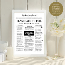 Nascer em 1986 Jornal Negro e Branco divertido