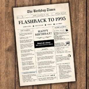 Nascer em jornal de 1995 Mock para aniversário de