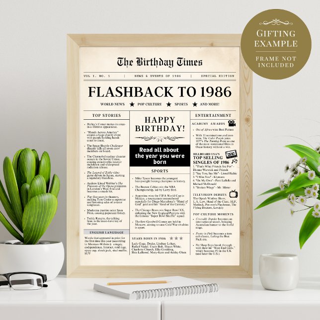 Nascer em jornal divertido de 1986 (Criador carregado)