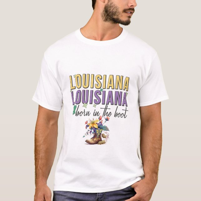 Nascer Na Camisa T Do Boot Mardi Gras (Frente)