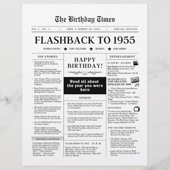 Nascer no jornal Mock 1955 preto e branco (Frente)