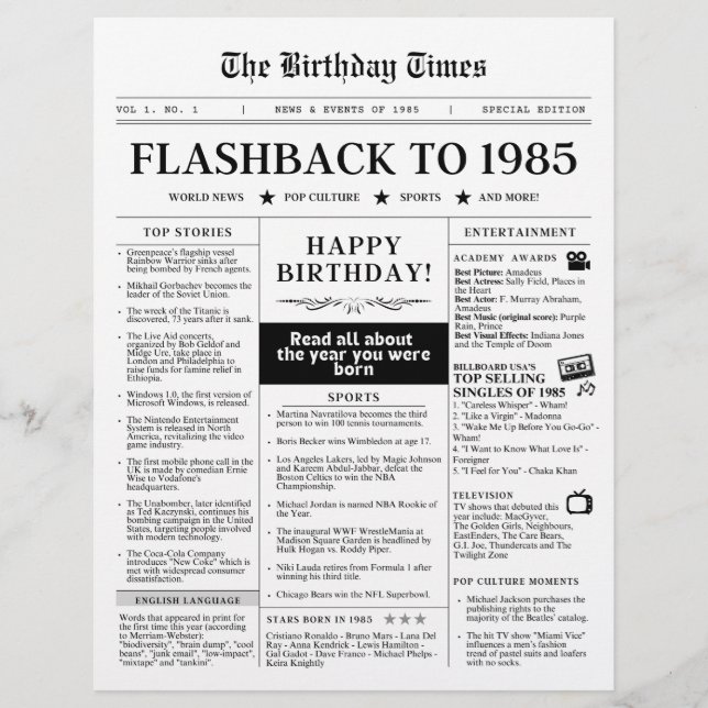 Nascer no jornal Mock 1985 preto e branco (Frente)