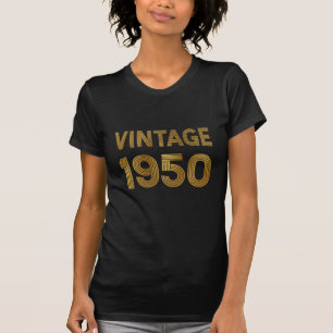 Nascida em 1950 Camisa de Aniversário Preto-Ouro V