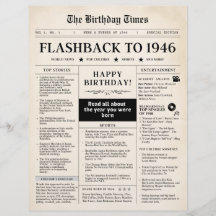 Nascido em 1946 Jornal Mock sepia