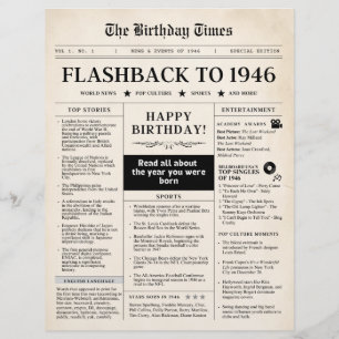 Nascido em 1946 Jornal Mock sepia