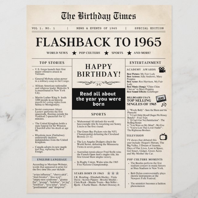 Nascido em 1965 Jornal Falso (Frente)