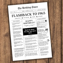 Nascido em 1965 Jornal Falso preto e branco