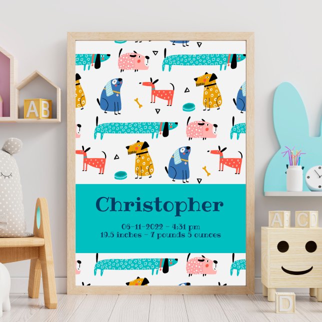 Nascimento Stats Impressão Engraçado Cachorros (Criador carregado)