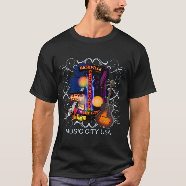Nashville Music City Vintage T-Shirts (Frente)