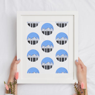 Nashville Skyline Piano Music Record Impressão Pos