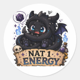 Nat 1 Energia Adorável Bebê Dragão D&D Adesivo