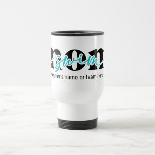 Natação de Script Preto Teal Caneca de viagem Mãe