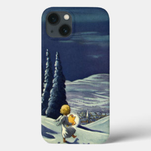 natais vintages, Anjo da Neve Andando com uma Estr