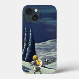 natais vintages, Anjo da Neve Andando com uma Estr