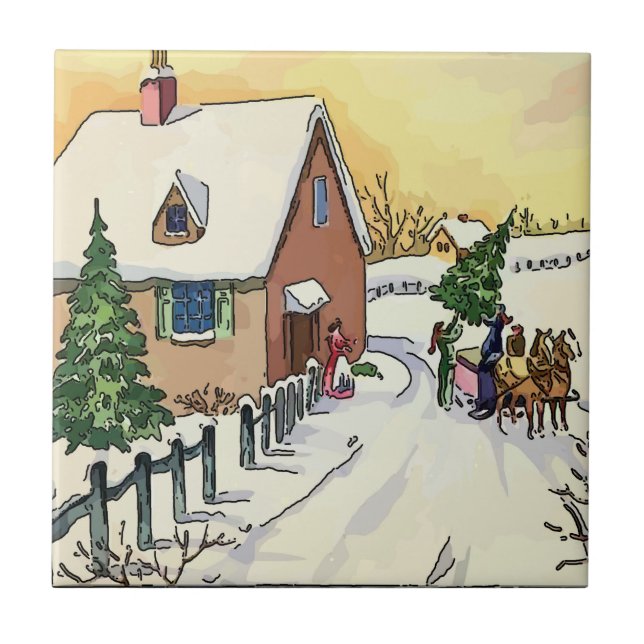 Natais vintages Azulejos de neve (Frente)