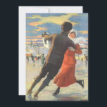 Natais vintages, Convite Romântico De Pele De Gelo<br><div class="desc">Ilustração Vintage Imagem esportiva de Natal Feliz com um homem e uma mulher apaixonados por patins de gelo. Amor e romance no dia de Natal. Muito romântico!</div>