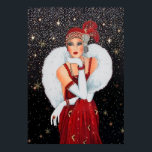 Natais vintages de arte retro deco Lady poster<br><div class="desc">design por www.etsy.com/Shop/VanityFlairDesign</div>