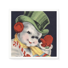 Natais vintages de guardanapos de papel Snowman Ho