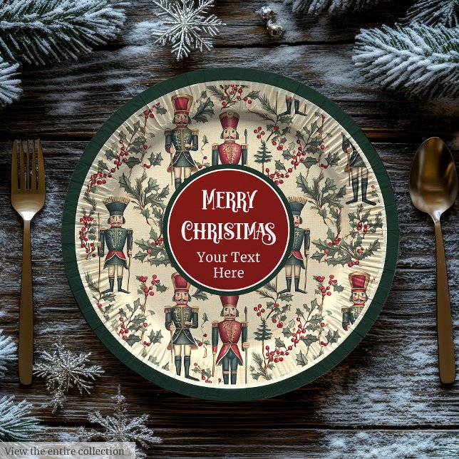 Natais vintages de pratos personalizados (Vintage Christmas nutcracker personalized plates)